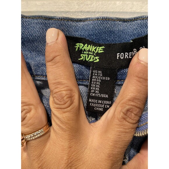 Forever x Frankie & The Studs Women Jeans XL Blue Cargo Grunge Skater Y2K - Picture 4 of 8